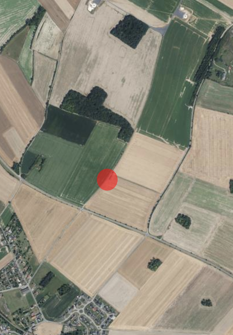 Vue aérienne localisant l’emplacement du rucher, au bord du chemin du Buquet Midi